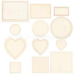 GORGECRAFT 24PCS 4 Styles Mini Wooden Basket Bottoms Heart Round Square Rectangle Solid Crochet Basket Wood Base for DIY Basket Weaving Crochet Supplies and Home Decoration Craft