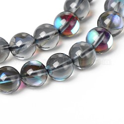 Synthetical Moonstone Round Beads Strands, Holographic Beads, Dyed, Dark Slate Gray, 8mm, Hole: 1mm, about 48pcs/strand, 15.3 inch
