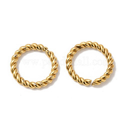 Manual Polishing 304 Stainless Steel Link Rings, Twisted Ring Quick Link Connector, Real 18K Gold Plated, 14x2mm, Inner Diameter: 10.5mm