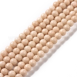 Perle tonde legno pietrificato naturale fili, 4mm, Foro: 0.5 mm, circa 97pcs/filo, 15.2 pollice