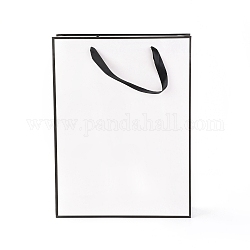 Rectangle Paper Bags, with Handles, for Gift Bags and Shopping Bags, White, 40x30x0.6cm