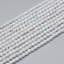 Perles de zircon cubique, facette, ronde, clair, 2mm, Trou: 0.5mm, Environ 169 pcs/chapelet, 15.7 pouce (40 cm)