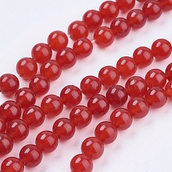 Естественно нефритовый шарик нити, окрашенные, круглые, красные, 8 мм, отверстие : 1 мм, около 48 шт / нитка, 14.9 дюйм