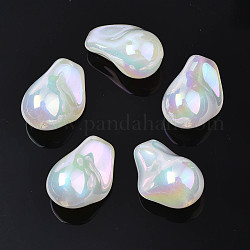 Perles acryliques placage irisé arc-en-ciel, perles de paillettes, larme, blanc, 21.5x20x11.5mm, Trou: 1.2~1.5mm