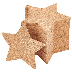 BENECREAT 30pcs 10cm Star Cork Coasters with Hole, Wooden Absorbent Cork Sheet for Home Bar Kitchen Restaurant Cafe, 3mm Thick