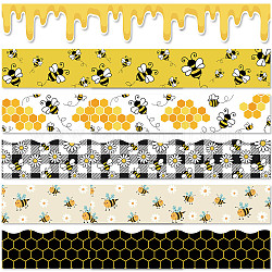 60pcs Coated Paper Border Decorative Stickers, Self Adhesive Planner Stickers for Journal, Scrapbooking, Bees, 350x75mm, 10 pcs/pattern
