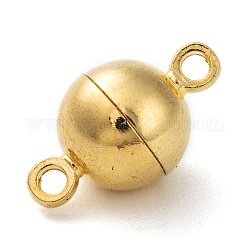 Cierres magnéticos de latón con bucles, redondo, dorado, 16x10mm, agujero: 1.2 mm