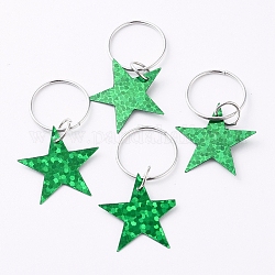 Paillette / paillettes cheveux tressés anneaux pendentifs, accessoires pour bandeau, étoiles du nord, platine, lime green, 34mm