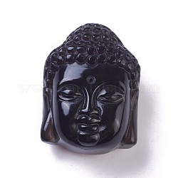 Ciondoli ossidiana naturali, buddha testa, 33x24x16mm, Foro: 1.2 mm