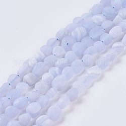 Chapelets de perles en agate avec dentelle bleue naturelle, mat, pépites, 6~10x5~8x3~7mm, Trou: 1mm, Environ 53 pcs/chapelet, 14.9 pouce