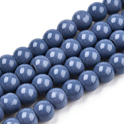Bemalte Lackierte Glasperlen stränge, Backen Farbe, Runde, marineblau, 4 mm, Bohrung: 1.1~1.3 mm, ca. 200 Stk. / Strang, 31.4 Zoll