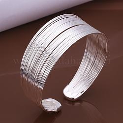 Классические латунь манжеты браслеты для женщин, серебристый цвет, 65 мм