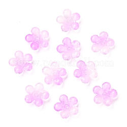 Tapas de perlas de vidrio transparente de electrochapa, flor de cinco pétalos, violeta, 22x22x8mm, agujero: 1.8 mm