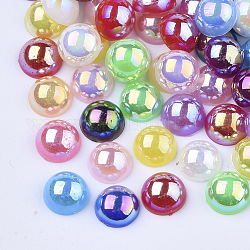Abs cabujones de perlas de imitación, color de ab chapado, cúpula / medio redondo, color mezclado, 8x4 mm, aproximamente 3000 unidades / bolsa