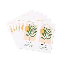 Rectangle Gift Stickers, Adhesive Label Stickers, Thank You Theme, Leaf Pattern, 10.5x10.6x0.01cm, 50pcs/bag