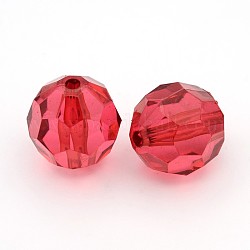 Perline acrilico trasparente, sfaccettato, tondo, rosso viola medio, su 20 mm di diametro, Foro: 2 mm, circa 120pcs/500g