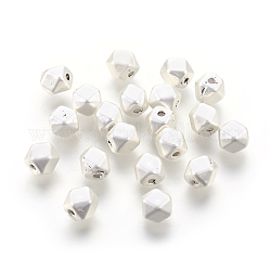 Brass Beads, Long-Lasting Plated, Lead Free & Cadmium Free & Nickel Free, Polygon, Matte Style, 925 Sterling Silver Plated, 6.5x7.5x6mm, Hole: 1.4mm
