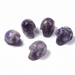 Halloween natürliche Amethyst Perlen, kein Loch / ungekratzt, Schädel, 18~20x16.5~18x24~25 mm