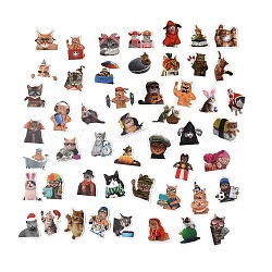 50 stücke 50 arten papier cartoon aufkleber sets, selbstklebende Abziehbilder für DIY Scrapbooking, Fotoalbum Dekoration, Katze Muster, 53~63x42~59x0.2 mm, 1pc / style