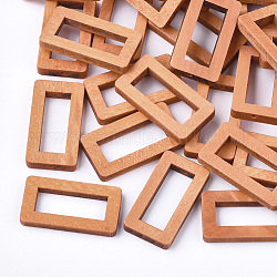 木製のペンダント  矩形リング  チョコレート  30x16x4mm  穴：1.5mm