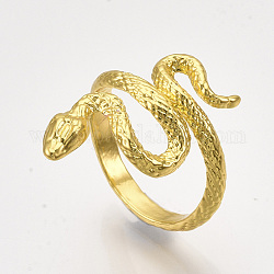 Alloy Cuff Finger Rings, Snake, Golden, Size 8, 18mm