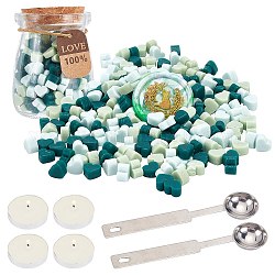 Kit di particelle di ceralacca craspire per timbri retro, con cucchiaio di acciaio inossidabile, candela, barattolo di vetro, colore misto, 7.3x8.6x5mm, circa 110~120pcs/scatola, 2 busta