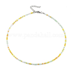 Collier de perles de verre bling pour femme, orange, 16.93 pouce (43 cm)