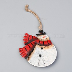 Christmas Snowman Iron Ornaments, Christmas Tree Hanging Decorations, for Christmas Party Home Decoration, Red, 185mm