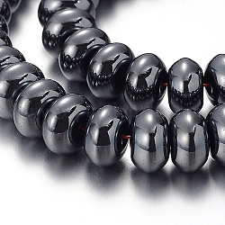 Perles rondelles d'hématite synthétique non magnétique perlées, noir, 10x6mm, Trou: 1.5mm, Environ 68 pcs/chapelet, 15.7 pouce