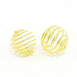 Iron Spiral Bead Cages, Round, Golden, 21x20mm, Hole: 4mm, about 170pcs/500g