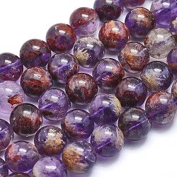 Fili di perline di quarzo lodolite viola naturale / quarzo fantasma viola, tondo, 12mm, Foro: 1 mm,circa33pcs/filo, 15.3 pollici (39 cm)