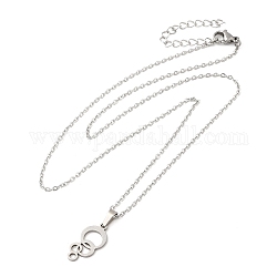 306 collier pendentif en acier inoxydable pour femme, anneau, 17.72 pouce (45 cm), pendentifs: 17.5x9mm.