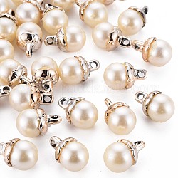Colgantes de perlas de resina, con toro de plástico, botón floral, PapayaWhip, 16.5x11.5x11.5mm, agujero: 2.5 mm