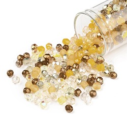 Perles de verre tchèques polies au feu, facette, ananas, jaune, 4x4mm, Trou: 1mm, environ 1440 pcs / sachet 