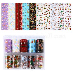 10 Styles Nail Art Transfer Stickers Decals, DIY Nail Tips Decoration for Women, Mixed Color, 4cm