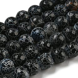 Knistern Achat Perlen Stränge, Runde, gefärbt, Klasse A, Schwarz, 10 mm, Bohrung: 1.2 mm, ca. 38 Stk. / Strang