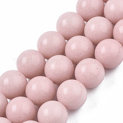 Synthetischer leuchtender Stein runde Perlenstränge, rosa, 10 mm, Bohrung: 1.2 mm, ca. 40 Stk. / Strang, 15.55 Zoll (39.5 cm)
