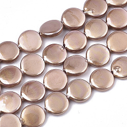 Fili di perle di conchiglia verniciati a spruzzo, rotondo e piatto, salmone scuro, 8x3mm, Foro: 0.8 mm, circa 44pcs/filo, 14.37 pollice (36.5 cm)