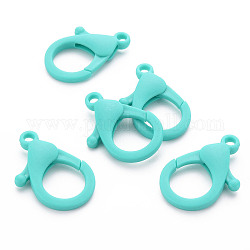 Plastic Lobster Claw Clasps, Dark Turquoise, 35x24.5x6mm, Hole: 3mm