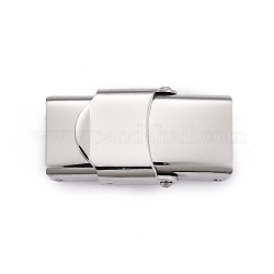Smooth Surface 201 Stainless Steel Watch Band Clasps, Stainless Steel Color, 25x13x7mm, Hole: 10x4mm