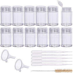 Benecreat 12 Packungen kleine Glas lose Pulverflasche Gläser Glitzer Behälter mit Sichter, Reinigungsbürste, Trichter und Tropfer für Make-up-Puder-Produkt