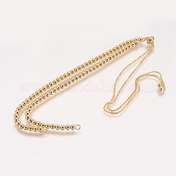 Латунь шарик цепь ожерелье материалы, реальный 18k позолоченный, 15.5~16.5 дюйм (39~41 см)