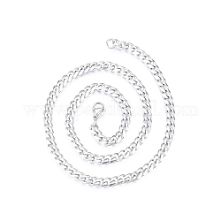 Herren-201 Edelstahl-kubanische Halskette, Edelstahl Farbe, 17.72 Zoll (45 cm), breit: 5 mm