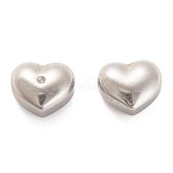 Perles en 304 acier inoxydable, cœur, couleur inoxydable, 9x10.5x6mm, Trou: 1.8mm