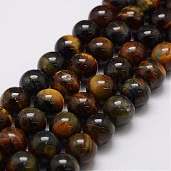 Natural Tiger Eye Bead Strands, Grade AB, Round, 12mm, Hole: 1.4mm, about 33pcs/strand, 14.9 inch~15.5 inch