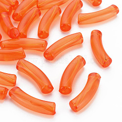 Abalorios de acrílico transparentes, tubo curvado, naranja oscuro, 32x9.5x8mm, agujero: 1.8 mm, aproximamente 304~312 unidades / 500 g