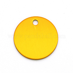 Colored Aluminum Pendants, Laser Cut, Double Sided Dog Pet Name Phone Number ID Tag Charm, Flat Round, Gold, 20x1mm, Hole: 3mm