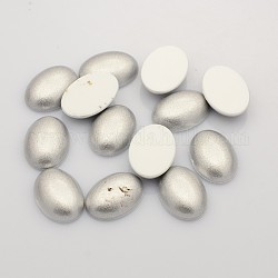 Oval Acrylic Cabochons, Silver, 10x8x3.34~3.6mm