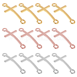 CHGCRAFT 60pcs Sideways Cross Alloy Connector Charms Mixed Color Links for DIY Bracelet Necklace Jewelry Craft Making