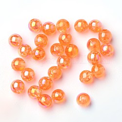 Perles acryliques transparentes écologiques, ronde, couleur ab , orange foncé, 6mm, Trou: 1.5mm, environ 4000 pcs/500 g